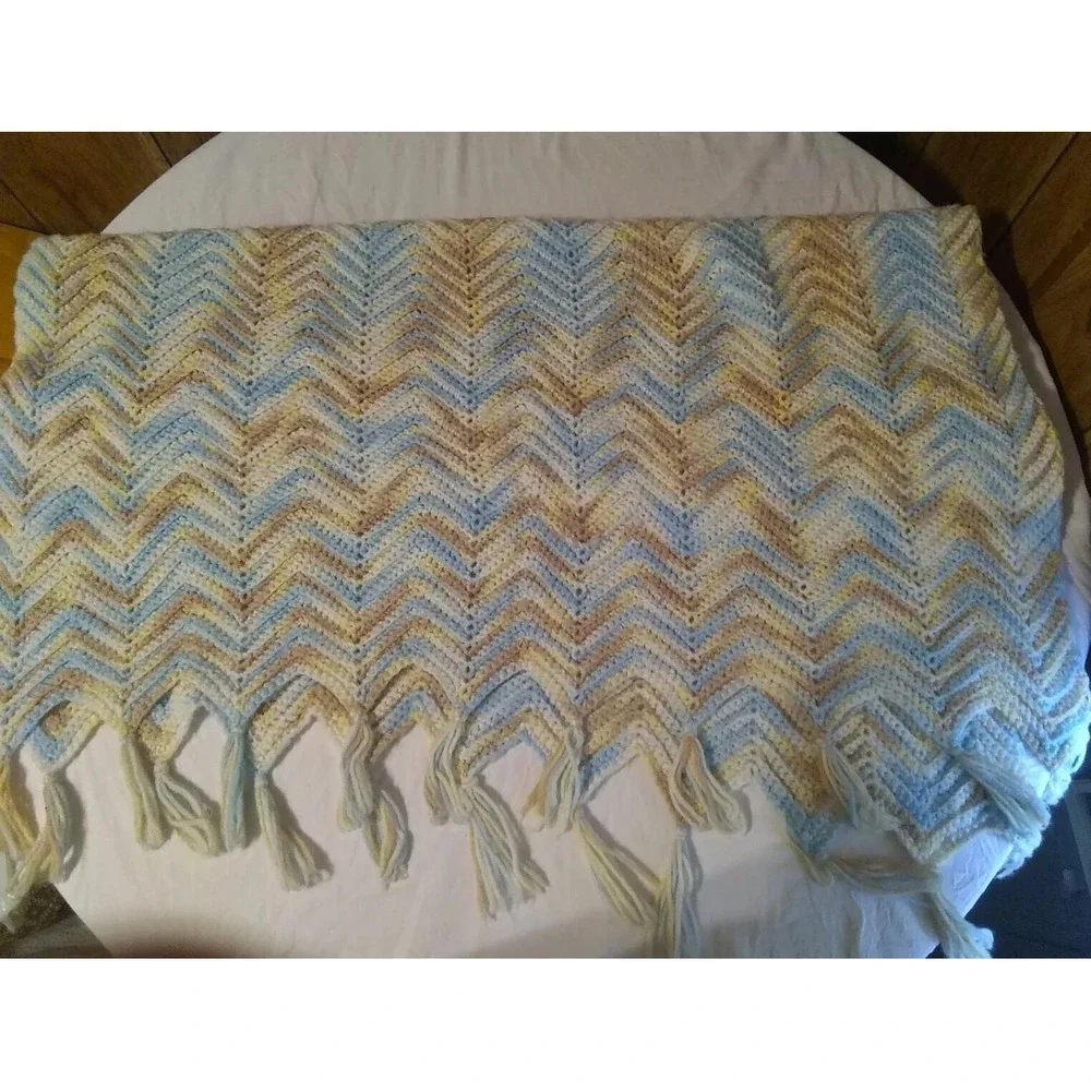 Afgan Throw Hand Crocheted Chevron Zig Zag 84